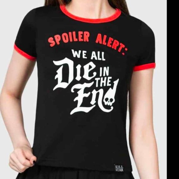 BNWT Spoiler Ringer top from Killstar MEDIUM we all die in the end - Picture 1 of 5